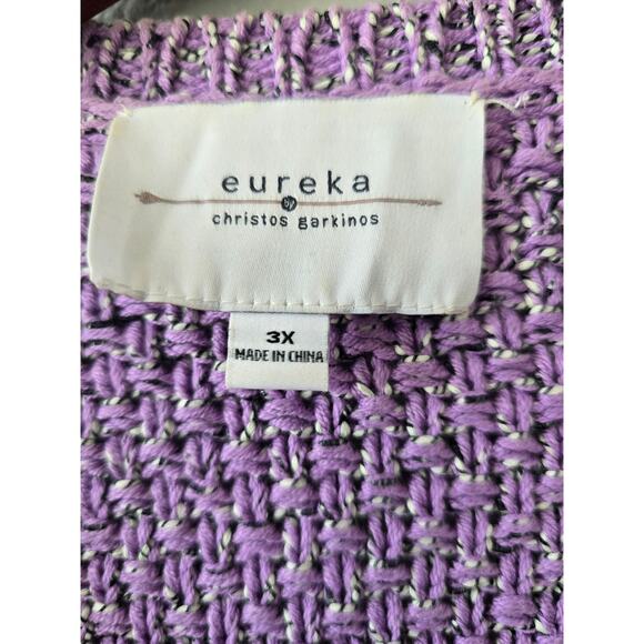 Eureka by Christos Garkinos Purple Textured Knit Cardigan Sweater 3X Preppy Chic - Picture 3 of 8